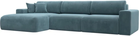 Диван угловой Лига-036 НПБ Классик Лонг левый угол (Бирюзовый/Велюр) Лига Диванов арт.121391L