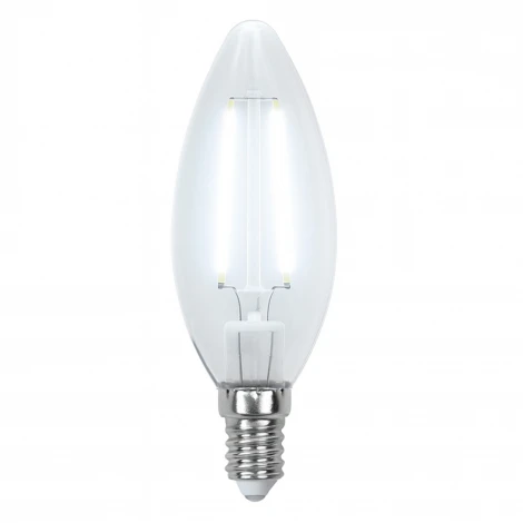 Лампочка светодиодная свеча прозрачная E14 6W 4000K Uniel LED-C35-6W/NW/E14/CL GLA01TR