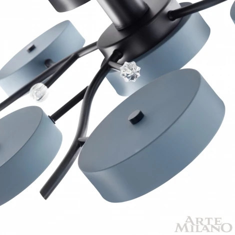 Потолочная люстра на штанге Arte Milano Ferrara 256606/8+1 Bk/Gr (LED, 220V, круглые)