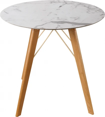 Стол обеденный обеденный JET CERAMIC круглый d-80 (Дерево бук, Прозрачный лак) CA Faggio Statuario 80x80