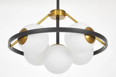 Потолочная люстра на штанге Lumina Deco Donzano LDP 8034-5 BK+WT