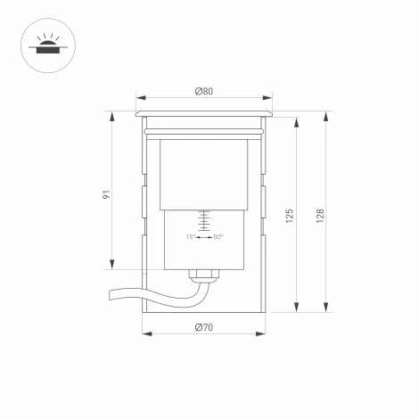 Встраиваемый светильник уличный Arlight ART-GROUND-ZOOM 028065 (LED, 24V, круглые, IP67)
