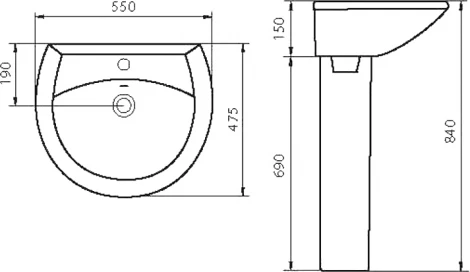 Раковина Sanita Аттика 55