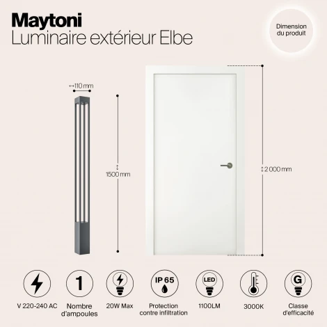 Наземный светильник Maytoni Elbe O424FL-L20GF (LED, 220V, IP65)