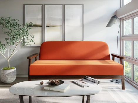 Диван Arsko прямой Флори М орех велюр оранжевый
