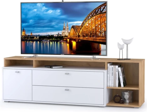 ТВ-тумба Mobi Бэль 10.92 белый премиум / дуб золотой craft 330350