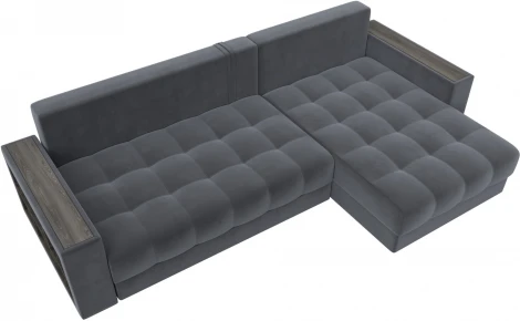 Диван угловой с декором и полкой Лига-050 НПБ Лига Диванов (Велюр) арт.128594