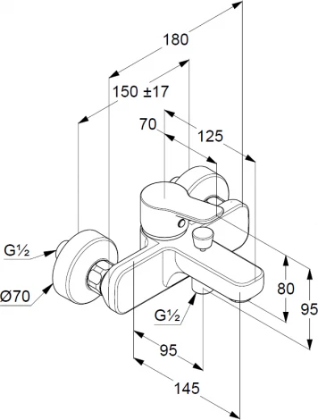 Смеситель Kludi Pure&Easy 376819165 для ванны с душем