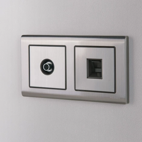 Накладка для розетки Ethernet RJ-45 и телефонной розетки RJ11 (глянцевый никель) Werkel WL02-RJ-CP (a037018)