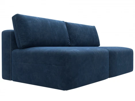 Диван прямой модульный Лига-060 НПБ (ЛДСП,Брус,Фанера/Пластик/Велюр/Синий) Лига Диванов 129472