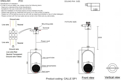 Подвесной светильник Crystal Lux Calle SP1 BRASS