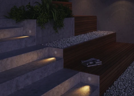 Подсветка ступеней лестницы встраиваемая Lock O014SL-L3W3K (LED, 220V, круглые, IP54)