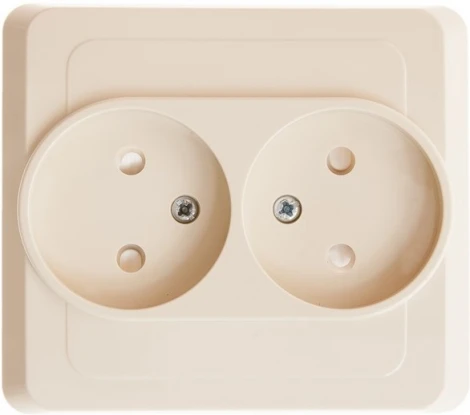Розетка встраиваемая двойная без заземления со шторками (кремовый) Systeme Electric Этюд PC16-006K