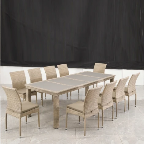 Комплект плетеной мебели T438/Y380C-W85 Latte (10+1) + подушки Afina