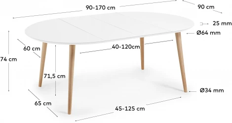 Стол обеденный La Forma (ex Julia Grup) Oqui (Белый/ МДФ,Дерево,Бук)