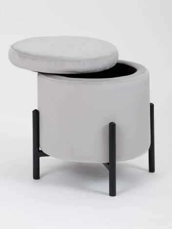 Пуф MyFar Фрэнк с ящиком светло-серый велюр MF1023-1