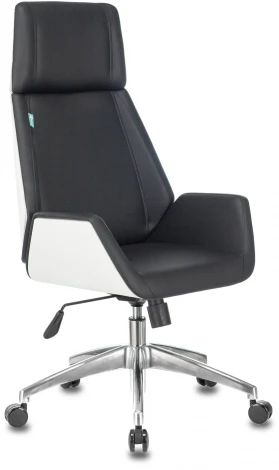 Кресло руководителя Бюрократ _OPTIMUM черный эко.кожа крестовина алюминий пластик белый