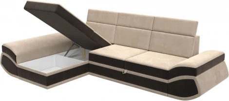 Диван угловой Лига-032 левый угол (Бежевый,Коричневый/Велюр) Лига Диванов арт.121643L