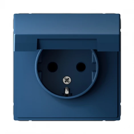 Розетка с заземлением, шторками и крышкой (аквамарин) Systeme Electric GAL001146