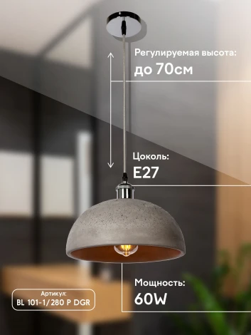 Подвесной светильник PS1N BL101-1P-200 DGR 000039525 Мелодия Света