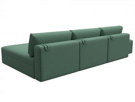 Диван угловой модульный с пуфом Лига-060 НПБ Лонг угол универсальный (ЛДСП,Брус,Фанера/Пластик/Рогожка/Зеленый) Лига Диванов 129722