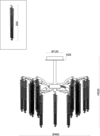 Потолочная люстра на штанге Freya Mineral FR1010CL-06G (220V, хрусталь, листья, ветки)