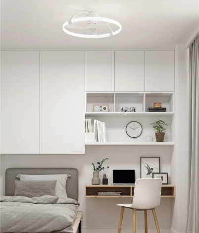 Потолочная люстра светодиодная с вентилятором пультом и управлением смартфоном голосовым регулировкой цветовой температуры Mantra Nepal 7801 (регулировка яркости, 220V, умный дом - Алекса, Google Home, круглые)