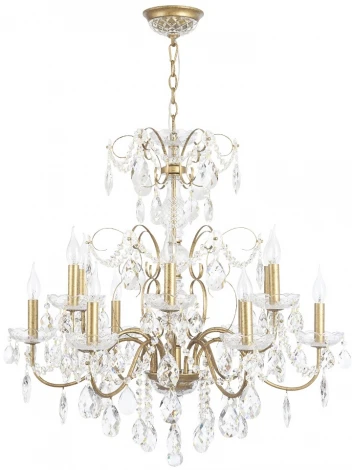 Подвесная люстра Crystal Lux ODELIS SP12 GOLD (220V, подвески, на цепи, подсвечник, свеча)