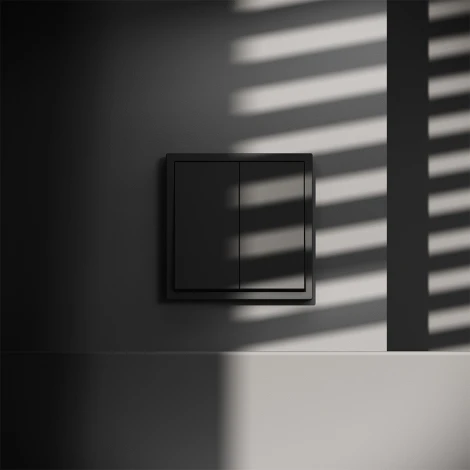 Выключатель двухклавишный (черный матовый) Voltum S70 VLS020108