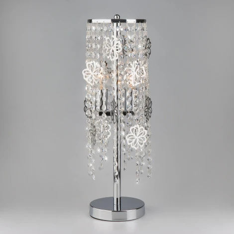 Интерьерная настольная лампа Eurosvet Flower 01035/2 хром/прозрачный хрусталь Strotskis