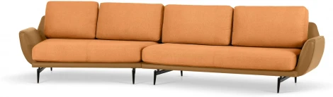 Диван Ispani угловой левый ОГОГО (арт.799387), (Экокожа,Ткань/Оранжевый)