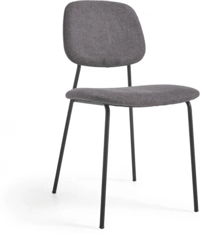 Стул Benilda темно-серый с дубовым шпоном и сталь с черной отделкой La Forma (ex Julia Grup) арт.108352