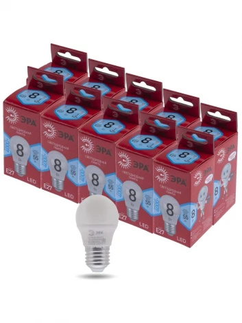 Лампочка светодиодная E27 8W ЭРА LED P45-8W-840-E27 R