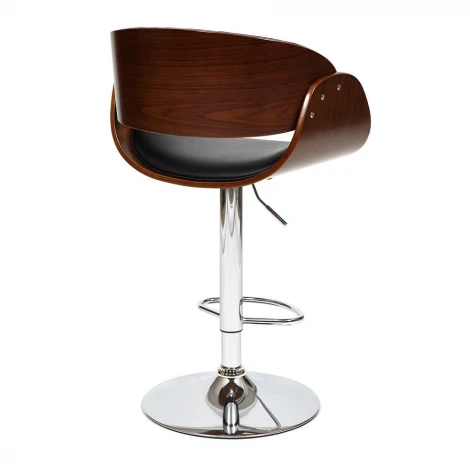 Барный стул LANDO (mod.4036) черный/орех/хром (металл/дерево/экокожа)