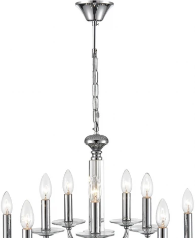 Подвесная люстра Lumion Incanto 8034/10 хром, металл/стекло Е14 10*40W 220V (на цепи, подсвечник, свеча)