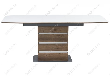 Стол на тумбе Woodville Фернан белый / орех кантри 462112