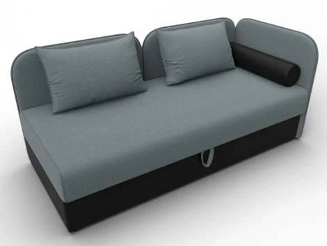 Тахта Лига-094 НПБ (ДСП,ЛДСП,Фанера/Пластик/Рогожка,Экокожа/Серый,черный) Лига Диванов 132528