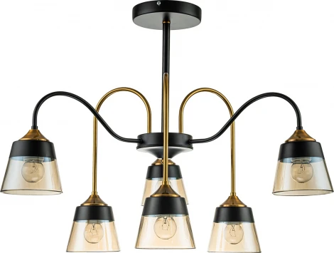 Потолочная люстра на штанге Escada Cobra 1147/6P E27*40W Black/Brass (220V)