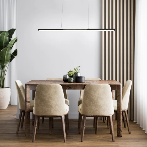 Подвесной светодиодный светильник Escada Projection 604/S LED 48Вт, с ПДУ, металл/акрил, черный (регулировка яркости, 220V, на тросе)