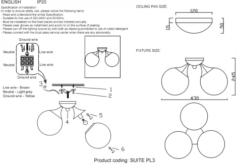 Потолочная люстра Crystal Lux Suite PL3 BRONZE