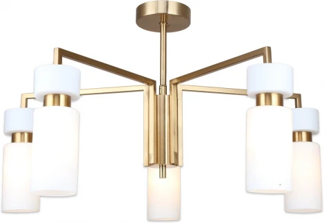 Потолочная люстра на штанге Escada Sonnet 5x40Вт E14, металл/стекло, бронза, белый плафон (220V)