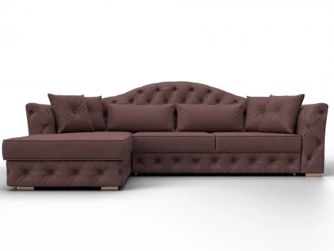 Диван угловой Артис левый угол (Брус,Рейка,Замша/Бордовый) Лига Диванов 128039L