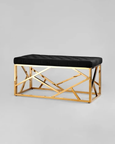 Банкетка-скамейка Stool Group АРТ ДЕКО велюр черный сталь золото УТ000001882