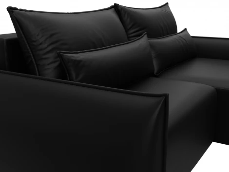 Диван угловой Лига-051 НПБ угол универсальный (ЛДСП,Брус,Фанера/Пластик/Экокожа/Черный) Лига Диванов 129888