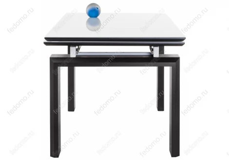 Стеклянный стол Woodville Давос белый / венге 462082