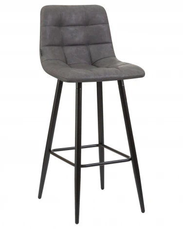 Набор 2 шт Стул барный DOBRIN NICOLE (черные матовые ножки, серая антрацитовая винтажная экокожа (RU-08))
