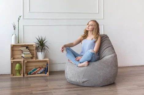 Кресло мешок Dreambag Груша Серый Микровельвет (2XL, Классический) 5013231