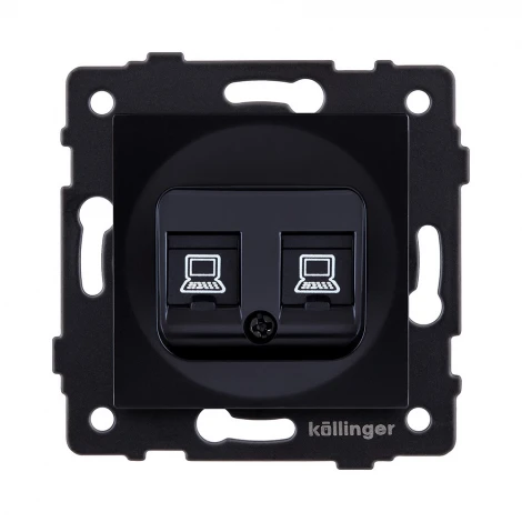 Розетка двойная Ethernet RJ45 черный Kollinger REA-019BK для Aspekt, Eleganz, Reflex