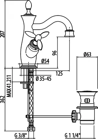 Смеситель Gattoni Timor 18300V0 для раковины