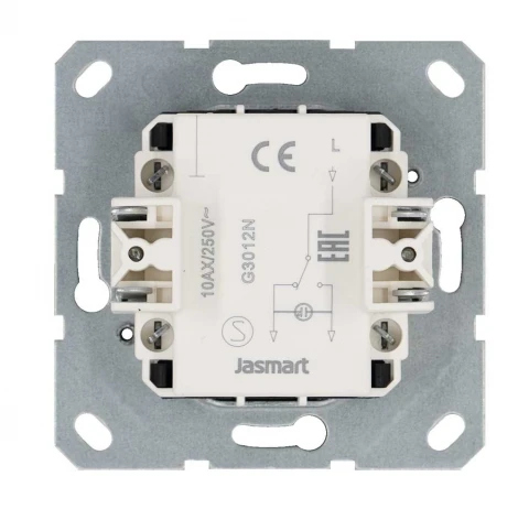 Выключатель одноклавишный проходной с подсветкой (антрацит) Jasmart G-Classic G3012NB